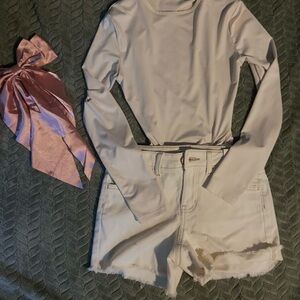 SO White Long Sleeve Top and Shorts Set